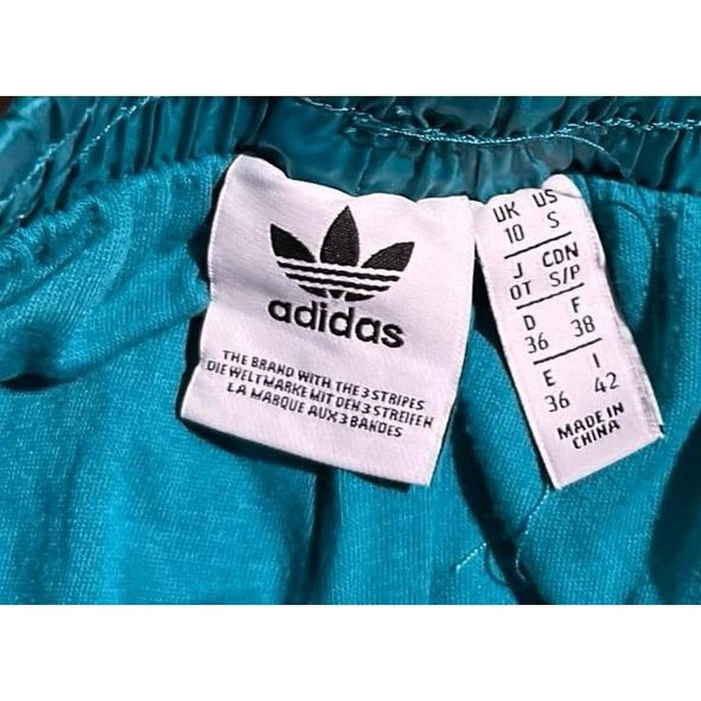 Adidas Original Teal Cargo Drawstring Shiny Glossy Break Dance Jogger Pants - Picture 6 of 6